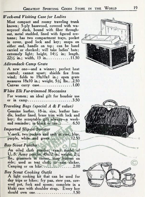 Abercrombie Fitch Co (1916) Търговски мостри Коледен Каталог от Аксесоари за Къмпинг, за Пътуване, Преносими