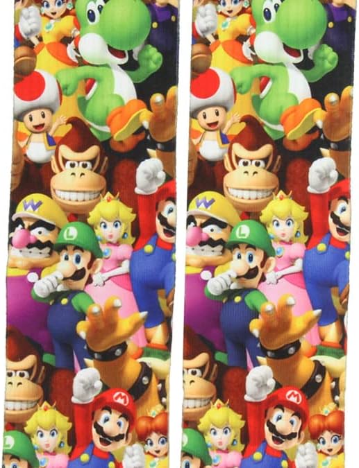 Nintendo Mario Bros . Колаж Групова Снимка на Премиум Лиофилизирани Чорапи За екипажа