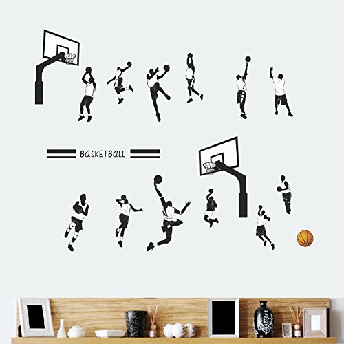 Wallpark Баскетболист Спортна Стикер На Стената Slam Dunk Силует Свалящ Стикер На Стената, Детска Домашна Детска Стая Детска