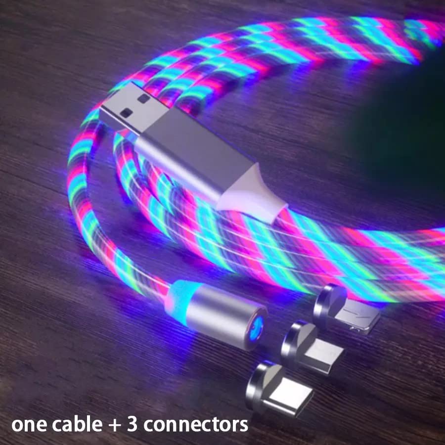 led магнитен кабел за зареждане 3в1 (лилаво)