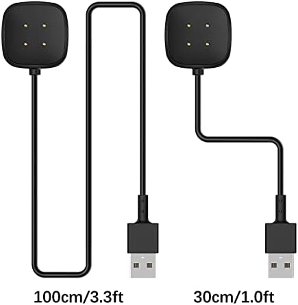 [Комплект от 2 теми] Кабел за зарядно устройство, Съвместим с Fitbit Sense /Fitbit Versa 3, Разменени кабел за