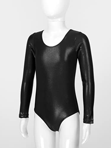 TiaoBug/ Лъскав Метален Фитнес Бански костюм с Къси панталонки за момиче, Комплект за Спортни Дрехи, едно Парче Балетен Бански,