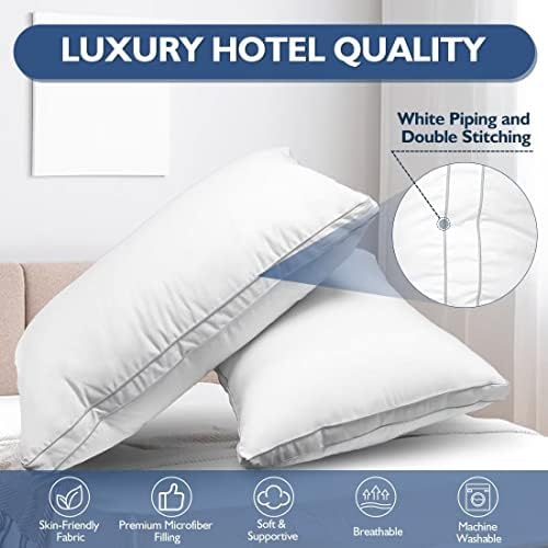 Комплект от 2 легла възглавници JICUSE Стандартен размер, 2 опаковки възглавници Хотелски стандарт за качество за