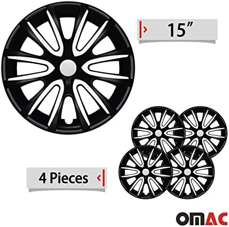 Джантите OMAC 15 Инча за Toyota Corolla Черен Мат и бял 4 бр. Капака Джанти - Шапки ступиц - Подмяна на външната повърхност