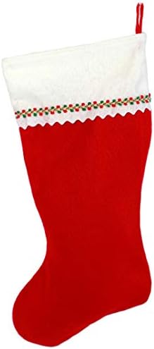 Коледни чорапи с бродирани мен монограм, Червено-Бяло фетр, Инициал А