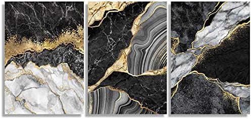 Абстрактна Стенни Живопис с текстура на черното злато и Мрамор, Абстрактно Златното Стенно Изкуство, Модерни Постери, Щампи,