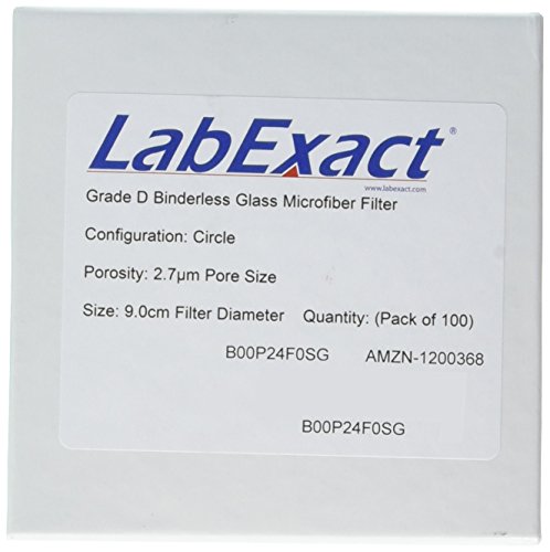 Филтър от микрофибър LabExact 1200368 Grade D Glass, боросиликатное стъкло, без халки, 2,7 хм, 9,0 см (опаковка по 100