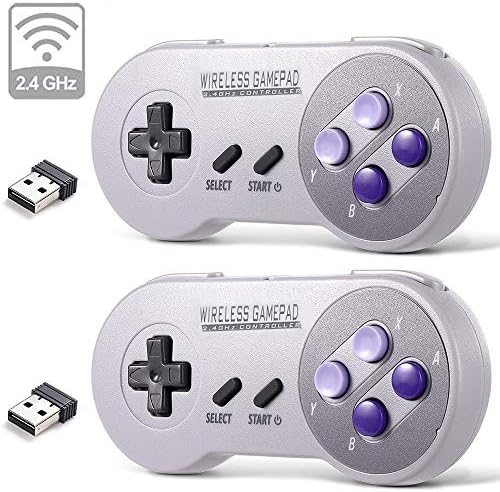 Безжичен контролер за SNES (2ps), гейм контролер с безжична приемник USB, може да се играе с устройства с