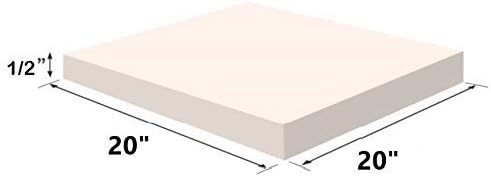 Квадратен лист виско еластична Memory Foam за тапицерия на мебели - 3,5 килограма висока плътност 1/2 x20x20 - Луксозното