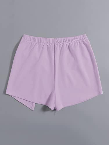 Къси панталони за жени, Дамски къси Панталони Skort с еластичен колан и цепка отпред (Цвят: лилаво-лилаво, Размер: X-Large)