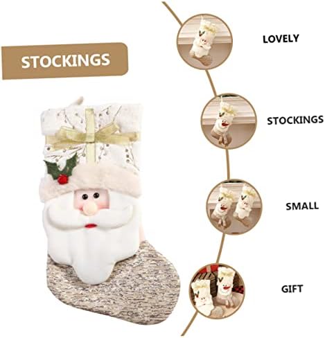 jojofuny Коледни Чорапи с Орнаменти на Дядо Коледа, Декор, Чорапи на Дядо Коледа за Деца, Коледни Торбички за Подаръци,