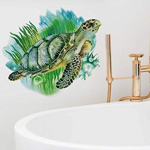 ROFARSO Реалистични Сладки Зелени Морски Костенурки Животни 3D Винилови Стикери За Стени на Баня Подвижни