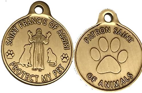 Рециклирани чип на Свети Франциск от Асизи, Покровител на домашните животни /Защитавай ми Любимец е на Бронзов Ключодържател