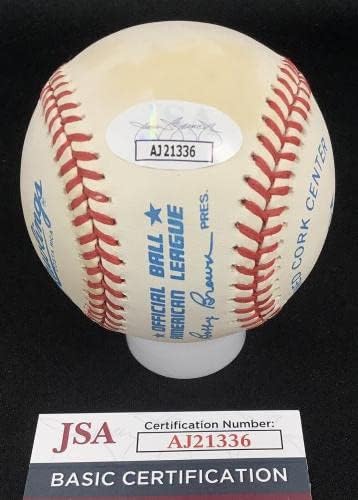 Мэл Алън Подписа Бейзболен Браун Автограф Говорител на Ню Йорк Янкис JSA 2 - Бейзболни топки с автографи