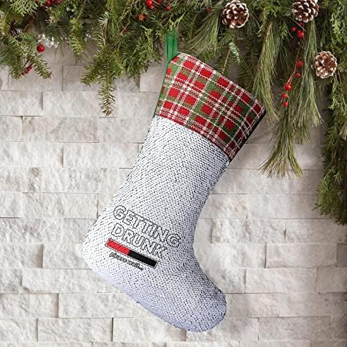 Напиваюсь. Моля, Изчакайте Коледни Чорапи С Пайети, Украси за Коледната Елха, монтиран на стената Окачен Украшение за Празнични