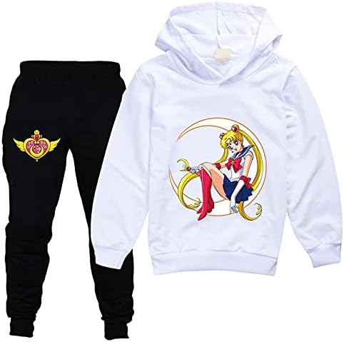 Leeorz/ Детски Спортен Костюм Sailor Moon, Сладък Пуловер с качулка и Панталони за Джогинг, Ежедневни Блузи от 2 теми, Костюми