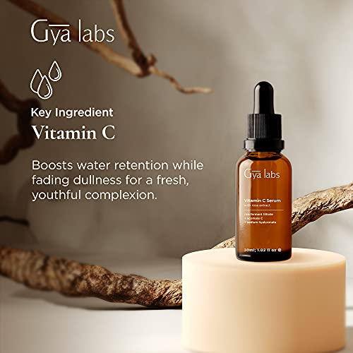 Серум с витамин С Gya Labs за скучна зряла кожа (30 мл) - Съдържа овлажняващ витамин c, аскорбинова киселина и ниацинамид