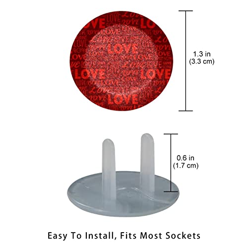 Червени капачки за контакти с изображение на любовта на писма, 12 опаковки - Защитни капачки за контакти,