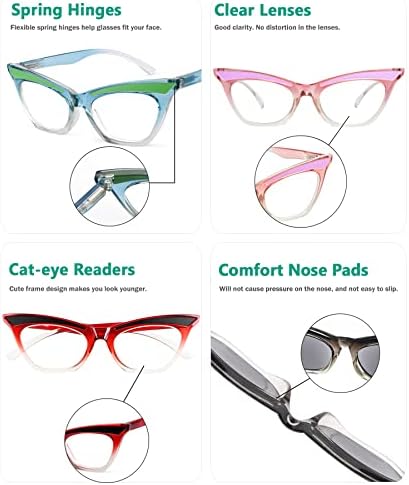 Eyekepper, 5 комплекта очила за четене котешко око, симпатични очила за четене за жени, + 2,75