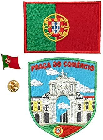 A-ONE, 2 бр. в опаковка - Емблемата на Praça do Comércio Shield + Жени и нашивка с ревери хартата на Португалия, нашивка