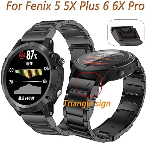 Каишка от сплав 26-22 мм, съвместим с каишка за часовник Fenix 5 5X Plus Fenix 6 6X Pro Forerunner 935 945, быстроразъемный