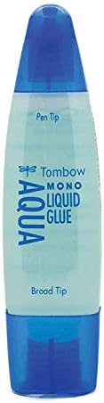 Лепило течен Tombow 52180 MONO Аква, 1,69 грама, 1 опаковка. Опаковка с две топчета за прецизно нанасяне на пълно покритие,