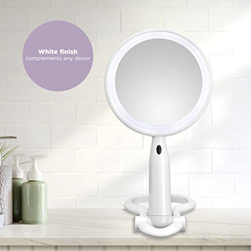 Пластмасов двустранно огледало за грим Conair с подсветка - Тоалетен грим огледало с led осветление; 1x /3x увеличение; Бял;