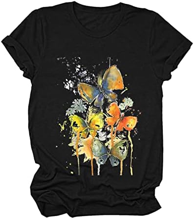 Женска Тениска с Къс Ръкав Лято Есен 2023, Модни Дрехи С Кръгло Деколте, Памучен Блуза с Графичен Дизайн, Риза