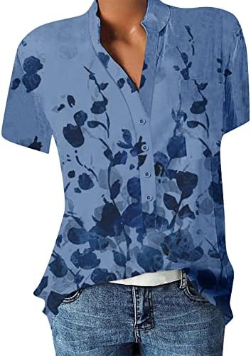 2023 Цветни Потници за Жени, Ризи с Копчета, елегантно облечен Ежедневни Тениска с Къс Ръкав, Лятна Модна
