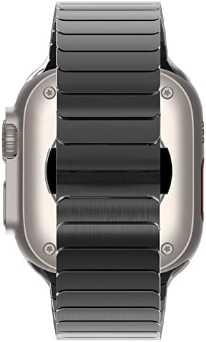Метална връзка от неръждаема стомана Fullife, съвместимо с каишка на Apple Watch 42 мм 44 мм 45 мм, Гривна със закопчалка-пеперуда