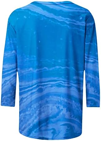 Тениски за Късна закуска на тийнейджърките Есен-Лято с 3/4 ръкав и Кръгло Деколте, Мраморни Графични Блузи, Тениски, Дамски