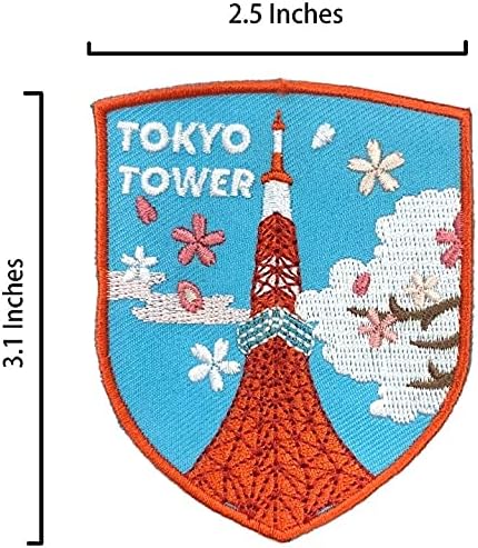 A-ONE - Бродерия с Токийската кула + Флаг на страната на Япония, Цветни Икона на Ориентир, Тактически 3D Ленти,