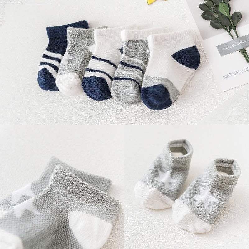 FLKAYJM 5 Чифта Спортни Чорапи - Реколта Чорапи За Момчета И Момичета в Звездната Паралелна Лента - Дишащи Памучни
