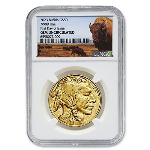 2023 Златни монети, в кюлчета Бъфало с тегло 1 унция, Скъпоценен камък, без лечение (Първия ден на издаване -