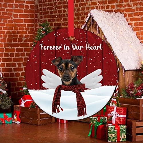 Коледна украса за кучета Куче в Небето Завинаги в сърцето ни Коледни Подаръци за спомен Кръгло Керамично Украса за Коледната