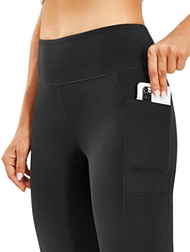 Дамски панталони за йога AFITNE Пълна дължина/Капри с изрези за йога с джобове, Разкроена Спортни Панталони с висока