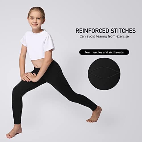 Гамаши за активни занимания по йога за момичета от 2 джобове - Детски Спортни панталони за йога и спорта (опаковка от 4