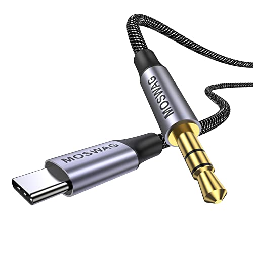 Кабел MOSWAG от USB C до 3,5 мм аудиоразъема Aux 6,6 фута / 2 м, стереокабель за слушалки Type C до 3,5 мм, Съвместим