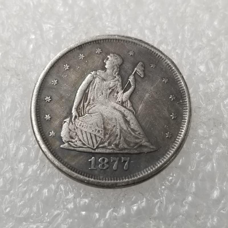 QINGFENG Старинни Занаяти 1877 Либърти Седнала 20 сребърно покритие Монета С Медна Покритие Сребърен Долар Сребърен Кръг