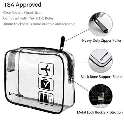 Lermende 3 бр., Одобрен от TSA Чанта за Тоалетни принадлежности и Набор от Професионални Клещи за нокти