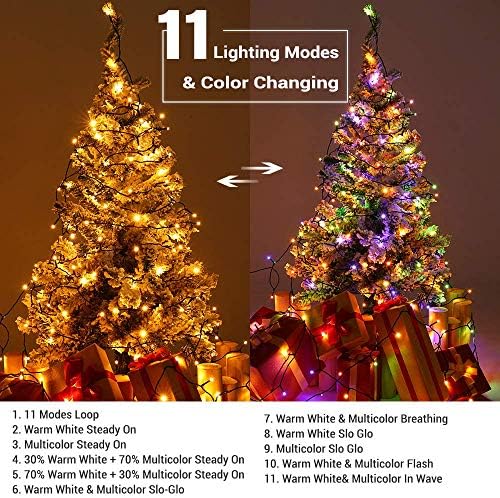 BrizLabs 180 фута 500 led коледни светлини + 17,94 фута 50 led батерии Коледен Светло-Зелен проводник, 8 Режима на Прозрачна