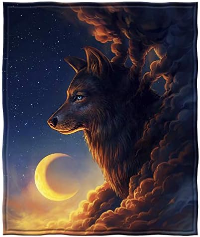 Флисовое Одеяло Dawhud Direct III Воющий Вълк за легла, 75 х 90, Одеяло от Лунната Руно Queen Size за жени, мъже и деца