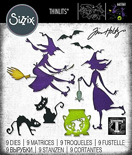 Комплект печати Sizzix Thinlits 9PK Toil & Trouble от Тим Хольца, 665561, Многоцветен