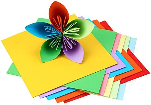 Хартия за Оригами 500 Листа, 10 Ярки Цветове, Двустранен Цветен, за да работи с ръцете си...
