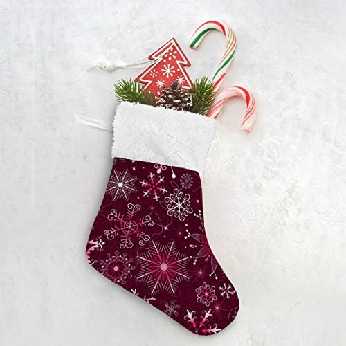Коледни Чорапи ALAZA, Коледни Лилаво Снежинки, Класически Персонализирани Малки Декорации за Отглеждане за Семейни празници,