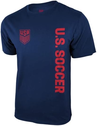 Icon Sports Федерация по футбол на САЩ USMNT Лого Тениска За възрастни Тъмно Синьо Директен Американски Футбол