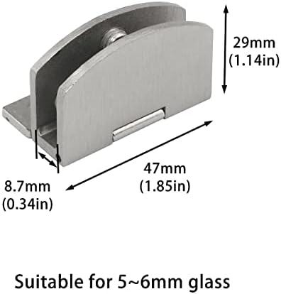 DGHAOP 2 комплекта Панти за стъклена врата на кабинета от сплав с K845 (матиран) Скоба за стъклена врата Без Пробиване