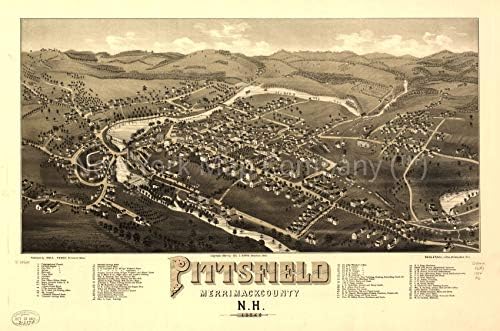 Карта 1884 г.| Питтсфилд, окръг Мерримак, Северна Каролина 1884| Ню Хемпшир|Питтсфилд|Pittsfield