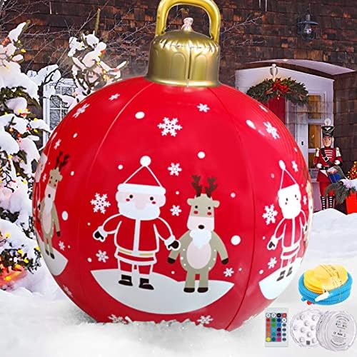 Зажгите Открит Коледен Надуваем Гарнирано с топка от PVC, 24-Инчов Голям Открит Гарнирано с Топка с Акумулаторна светодиодна