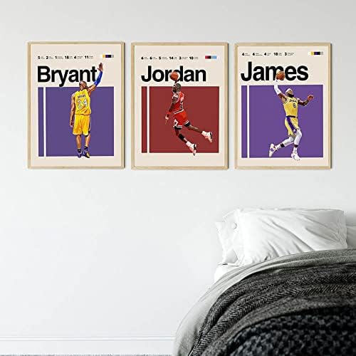 Баскетболни плакати на Майкъл за спални момчета, платно Брайънт, Стенно изкуство и спортен Интериор, Подарък за феновете